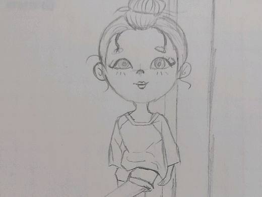 手绘临摹小红书插画师闪闪.漂亮的女孩