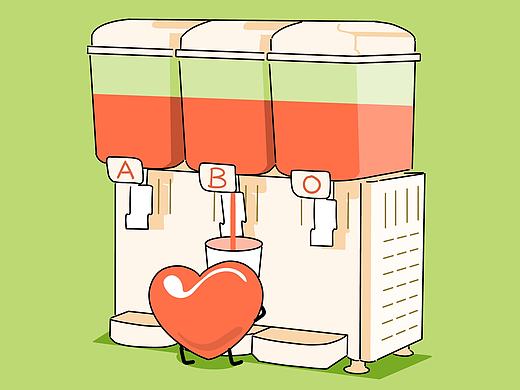 血型饮料机（个人主页-ZNTU3NjE1NTY=） - 单幅漫画 - 站酷设计师糖露露和飞鱼鱼原创素材 - 站酷ZCOOL