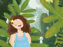 原創(chuàng)-水彩手繪插畫《森林精靈》+繪畫過程