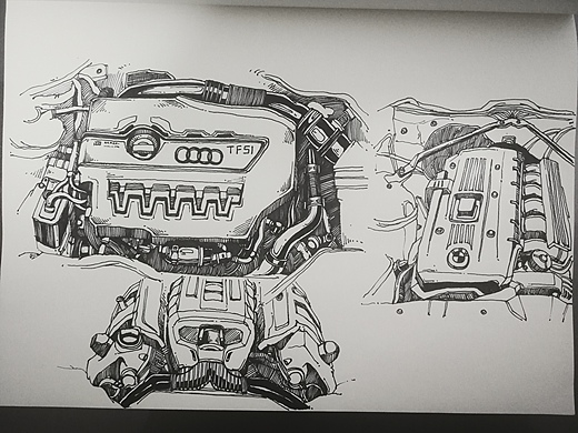 发动机9415插画-创作习作2年前插画:孔雀08插画-商业插画2年前