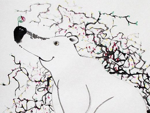 画儿晴天纸本水墨画白熊系列