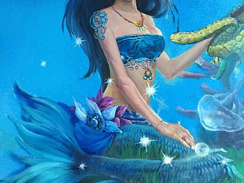 美人魚-珠海創(chuàng)意墻繪（個人主頁-ZMTU1MjU4NTY=） - 新銳潮流插畫 - 站酷設(shè)計師廣州3D立體畫地貼原創(chuàng)素材 - 站酷ZCOOL