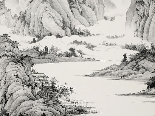 仿古山水画《烟山云蒙翠欲流》