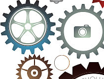 设计素材：简洁大方的齿轮PPT插图矢图素材