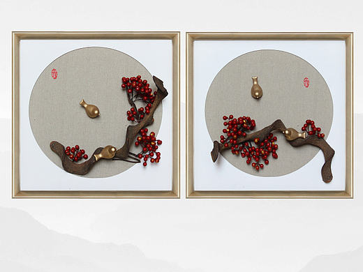 实物画、实物装置、水墨系列