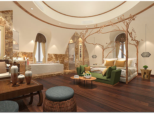 蒙古包酒店客房-东南亚、田园风格