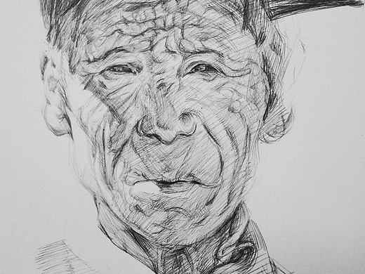 老人肖像素描
