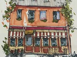 風(fēng)景動漫，彩色馬克筆畫。