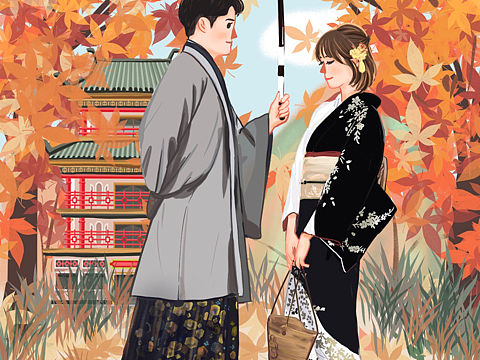 婚纱转插画，婚礼请柬订制封面分享