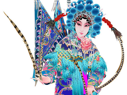 刀马旦武旦京剧人物国粹矢量插图