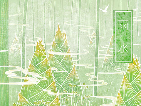 節(jié)氣插畫——??雨水【春】（個人主頁-ZNTc5MDQwNTI=） - 商業(yè)插畫 - 站酷設(shè)計師習青AUM原創(chuàng)素材 - 站酷ZCOOL
