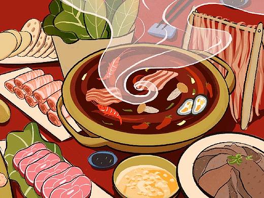 火锅品牌logo+插画设计（个人主页-ZNDUzNzM5NTY=） - 品牌 - 站酷设计师JessieeeDu原创素材 - 站酷ZCOOL