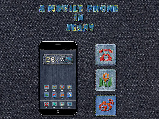 原创 牛仔裤风格手机icon图标 gui展示