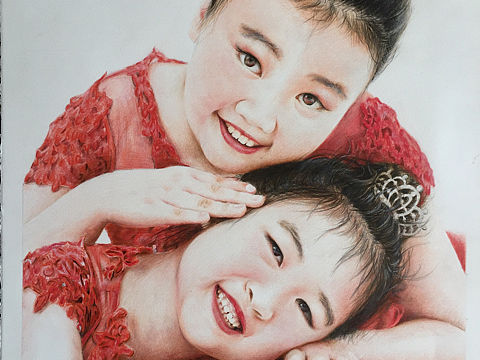 寫實(shí)彩鉛畫『果果和墨墨』（個(gè)人主頁(yè)-ZMzMxMjE2MDQ=） - 繪畫 - 站酷設(shè)計(jì)師一兮手繪原創(chuàng)素材 - 站酷ZCOOL