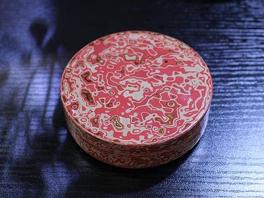 大漆犀皮漆锡盒