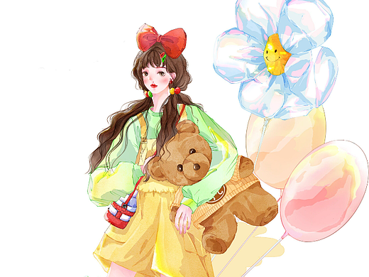 糖果色游乐园少女