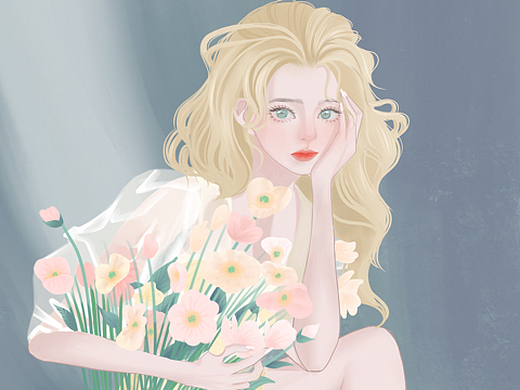 手捧鲜花的少女