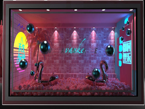 粉色美陈 摄像机 海洋球 ins风