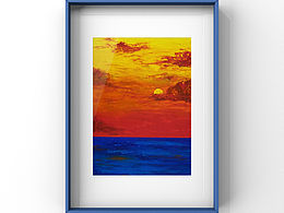 油画棒画——落日夕阳