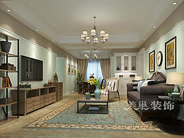 中海锦苑140平三室两厅美式乡村装修案例