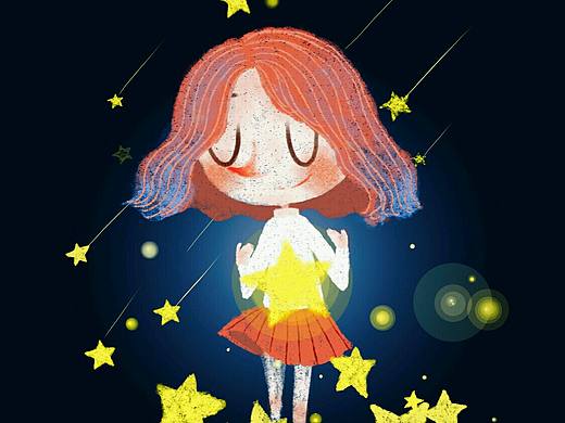 泡面头少女 插画