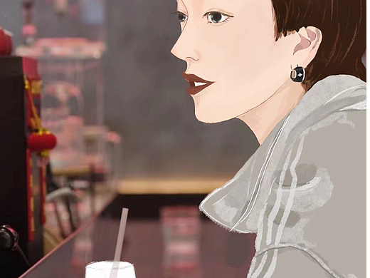喝咖啡的酷女生
