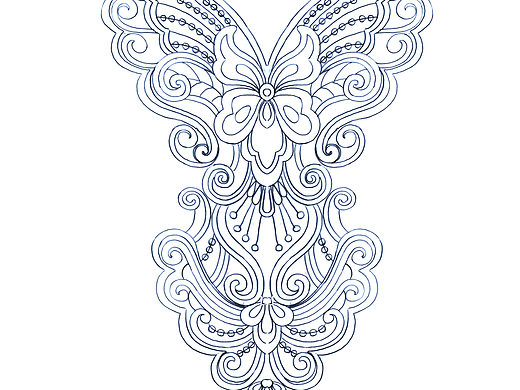 花朵线型白描图服装高定蕾丝礼服图案设计