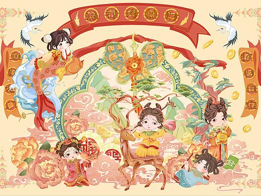 福禄寿喜财IP设计系列作品合集-国潮商业插画