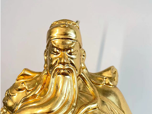 纯铜贴金关公铜雕工艺品摆件