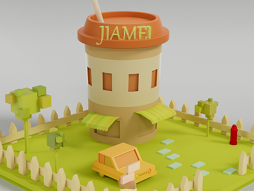 咖啡屋建模渲染