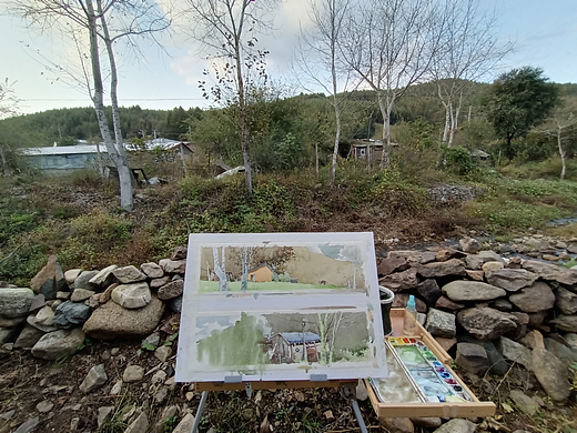 某沟水彩写生