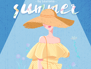 夏日画作-花丛中的女孩