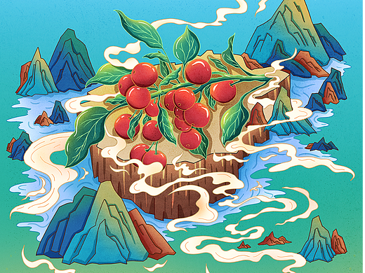 国风包装插画(个人主页-ZNjE3MzQyMDg=) - 商业插画 - 站酷设计师彩色花树原创素材 - 站酷ZCOOL