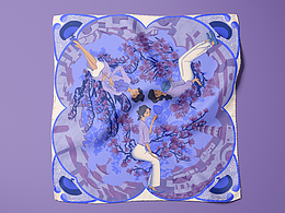 纺织品/丝巾图案设计插画