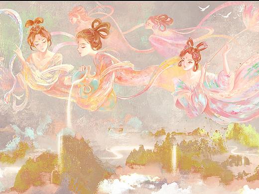 敦煌插画  20米长横幅画卷