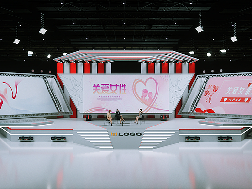 斜三屏舞台背景