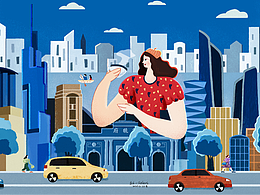 原创插画习作 - 人在南京瞭望未来