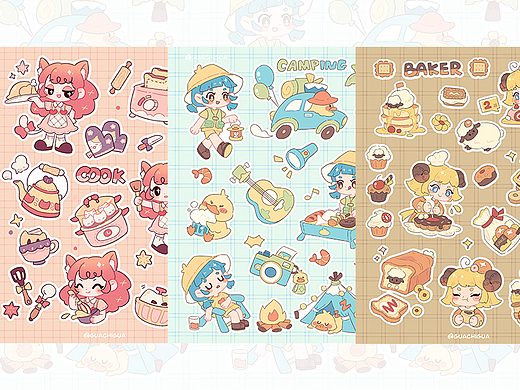 文创插画-原创可爱贴纸【合集】