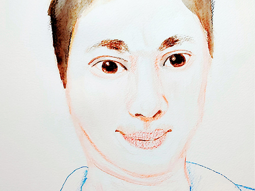 水溶色铅笔人物头像