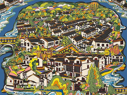 金华村，乡村振兴计划插画设计