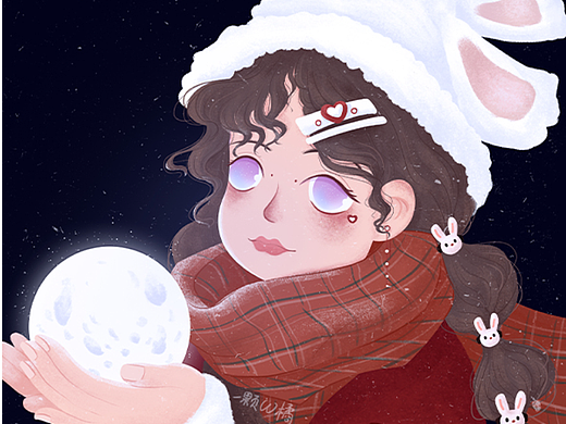 单幅插画《和月亮一起》（个人主页-ZNjM0OTM2OTY=） - 创作习作 - 站酷设计师子橘舟原创素材 - 站酷ZCOOL
