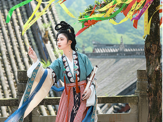 青城山寺庙复原神仙图汉服写真