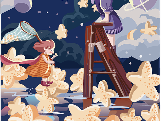 兒童插畫·手可及星辰（個人主頁-ZNTkzNzIwNjA=） - 兒童插畫 - 站酷設(shè)計師foxliy原創(chuàng)素材 - 站酷ZCOOL