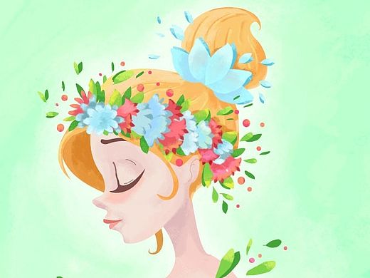 戴花环的少女