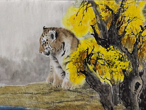 葛新华作品 中国画 小写意 虎