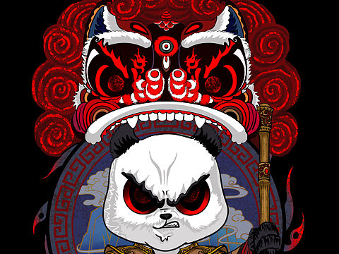 发怒的国潮熊猫