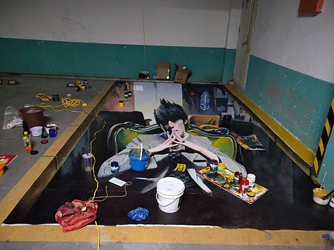 停车位地画彩绘