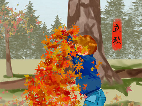 二十四节气之一秋分（个人主页-ZNDYzMTAzODQ=） - 儿童插画 - 站酷设计师曳喵原创素材 - 站酷ZCOOL