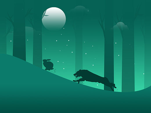 扁平化插画“小兔,加油”