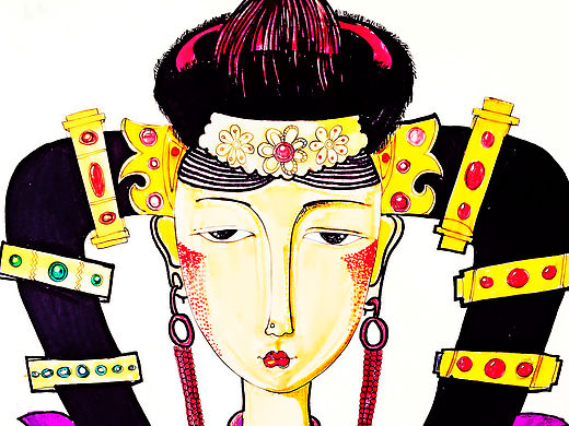 手绘插画，蒙古族元素，蒙古族图案，手绘蒙古族，